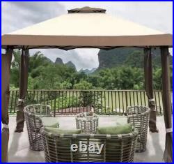 13 ft. X 13 ft. Brown Gazebo Canopy Shelter Awning Tent Patio Garden