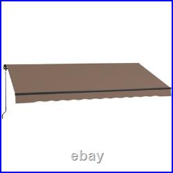 13' x 10' Manual Retractable Patio Awning Sun Shade UV Resistant Coffee Brown