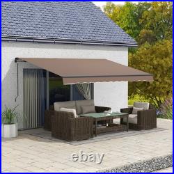 13' x 10' Manual Retractable Patio Awning Sun Shade UV Resistant Coffee Brown