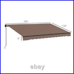 13' x 10' Manual Retractable Patio Awning Sun Shade UV Resistant Coffee Brown