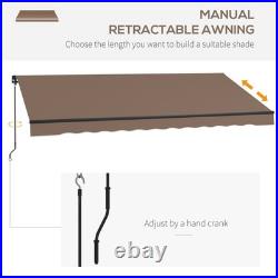 13' x 10' Manual Retractable Patio Awning Sun Shade UV Resistant Coffee Brown