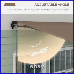 13' x 10' Manual Retractable Patio Awning Sun Shade UV Resistant Coffee Brown