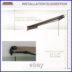 13' x 10' Manual Retractable Patio Awning Sun Shade UV Resistant Coffee Brown