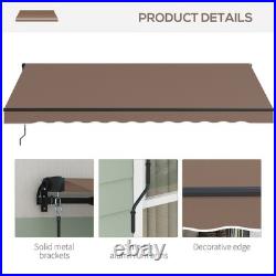 13' x 10' Manual Retractable Patio Awning Sun Shade UV Resistant Coffee Brown