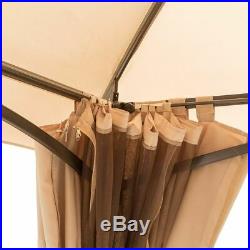13' x 10' Outdoor Gazebo Steel Frame Vented Gazebo Canopy Curtains Netting Beige