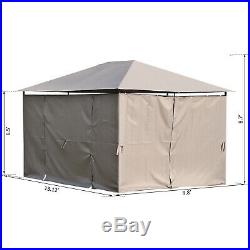 13' x 10' Steel Outdoor Patio Gazebo Pavilion Canopy Tent with Curtains Khaki