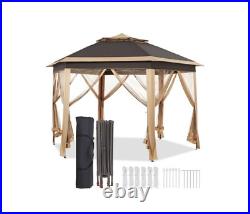 13' x 13' Double Roof Outdoor Patio Gazebo Pop Up Canopy Tent with Mesh Netting