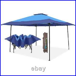 13' x 13' Outdoor Patio Pop-up Canopy Tent Gazebo Shelter with Wheeled Bag, Blue