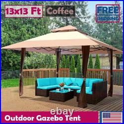 13 x 13FT Outdoor Pop Up Gazebo Canopy with Corner Curtain Patio Yard Shade Tent