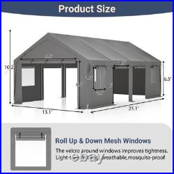 13' x 25' Portable Carport Steel Canopy Tent Storage Garage Shed withRoll-up Doors
