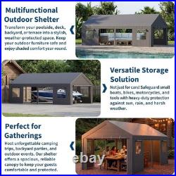 13 x 25FT Heavy Duty Carport Equipped With Roll-Up Windows, Portable Garage With