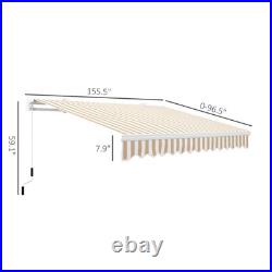 13' x 8' Retractable Awning, Patio Awnings, Sunshade Shelter with Manual Crank