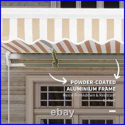 13' x 8' Retractable Awning, Patio Awnings, Sunshade Shelter with Manual Crank