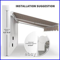 13' x 8' Retractable Awning, Patio Awnings, Sunshade Shelter with Manual Crank