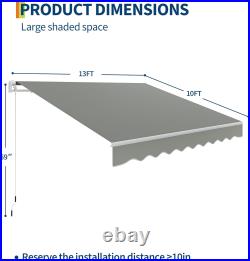 13'x10' Patio Retractable Awning Sun Shade Waterproof Canopy Deck Porch Shelter