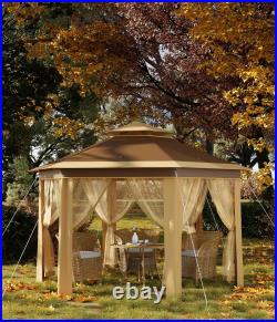 13'x13' Hexagonal Gazebo Canopy Outdoor with Mesh Netting and Strong Steel Frame