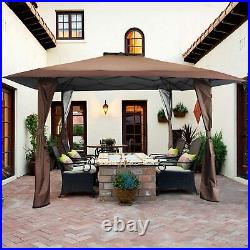 13' x13' Outdoor 2-Tier Vented Canopy Steel Gazebo BBQ Party Tent Shelter Shade