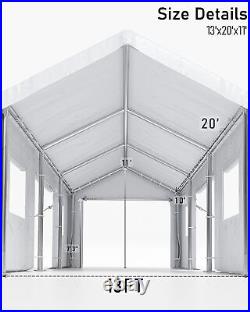 13'x20' Carport Car Canopy Heavy Duty Garage Shed Party Tent with 4 Roll-Up Doors
