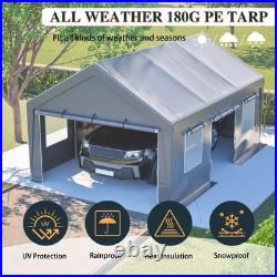 13'x20' Heavy Duty Carport Canopy, 2 Roll-Up Doors, Party Tent, Waterproof