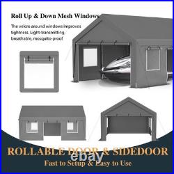 13'x20' Heavy Duty Carport Canopy, 2 Roll-Up Doors, Party Tent, Waterproof
