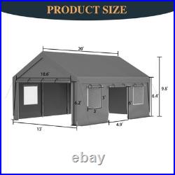 13'x20' Heavy Duty Carport Canopy, 2 Roll-Up Doors, Party Tent, Waterproof