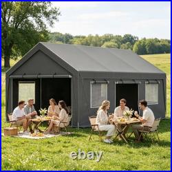 13'x20' Heavy Duty Carport Canopy, 2 Roll-Up Doors, Party Tent, Waterproof