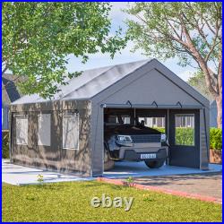 13'x20' Heavy Duty Carport Canopy, 2 Roll-Up Doors, Party Tent, Waterproof