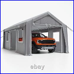 13'x20' Heavy Duty Carport Canopy Steel Garage Shed Party Tent with 4 Doors Window