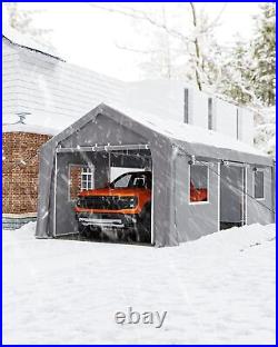 13'x20' Heavy Duty Carport Steel Canopy Tent Garage Shed With Sidewall & Doors