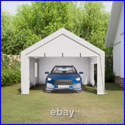 13'x20' Heavy Duty Carport Steel Canopy Tent Garage Shed With Sidewall & Doors