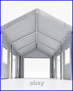 13'x20' Heavy Duty Carport Steel Canopy Tent Garage Shed With Sidewall & Doors