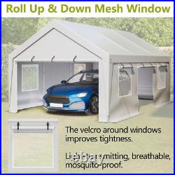 13'x20' Heavy Duty Carport Steel Canopy Tent Garage Shed With Sidewall & Doors