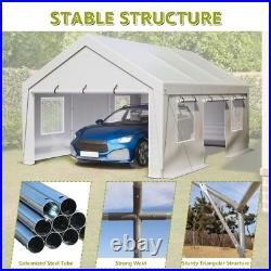 13'x20' Heavy Duty Carport Steel Canopy Tent Garage Shed With Sidewall & Doors