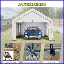 13'x20' Heavy Duty Carport Steel Canopy Tent Garage Shed With Sidewall & Doors