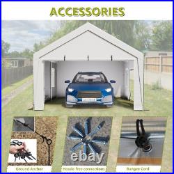 13'x20' Heavy Duty Carport Steel Canopy Tent Garage Shed With Sidewall & Doors