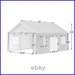 13'x20' Heavy Duty Carport Steel Canopy Tent Garage Shed With Sidewall & Doors