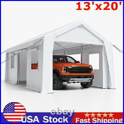 13'x20' Heavy Duty Carport Steel Canopy Tent Garage Shed With Sidewall & Doors W