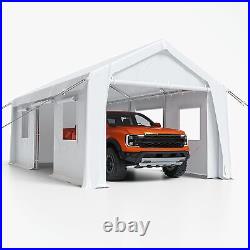 13'x20' Heavy Duty Carport Steel Canopy Tent Garage Shed With Sidewall & Doors W