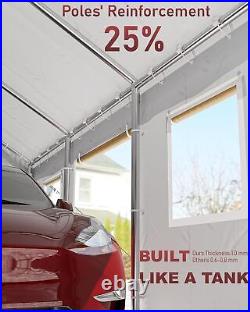 13'x20' Heavy Duty Carport Steel Canopy Tent Garage Shed With Sidewall & Doors Y