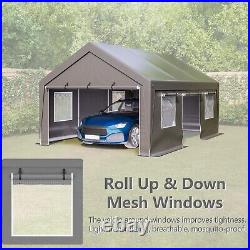 13'x20' Heavy Duty Carport Steel Canopy Tent Garage Shed With Sidewall & Doors Y