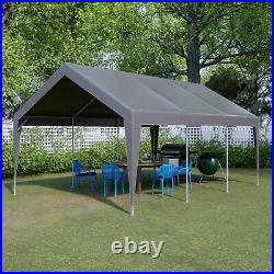 13'x20' Heavy Duty Steel Carport Car Tarp Canopy Tent with Sidewall&Doors, Gray