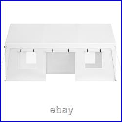 13'x20' Heavy Duty Steel Carport Car Tarp Canopy Tent with Sidewall & Doors, White