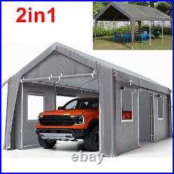 13'x20' Portable Carport Steel Car Canopy Garage Shelter Tent +Sidewalls&Windows