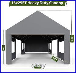 13'x25' 4 Roll-up Doors & Windows Carport Car Canopy Garage Shed Tent Heavy Duty
