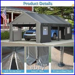 13'x25' Heavy Duty Carport Steel Canopy Tent Garage Shed with5 Roll-up Doors