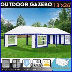 13'x26' Canopy Shelter Outdoor Gazebo Wedding Party Tent White&Blue Heavy Duty