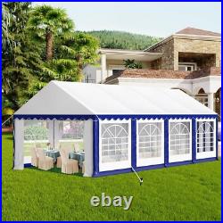 13'x26' Canopy Shelter Outdoor Gazebo Wedding Party Tent White&Blue Heavy Duty