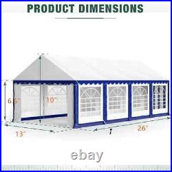 13'x26' Canopy Shelter Outdoor Gazebo Wedding Party Tent White&Blue Heavy Duty