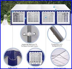 13'x26' Canopy Shelter Outdoor Gazebo Wedding Party Tent White&Blue Heavy Duty