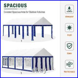 13'x26' Canopy Shelter Outdoor Gazebo Wedding Party Tent White&Blue Heavy Duty